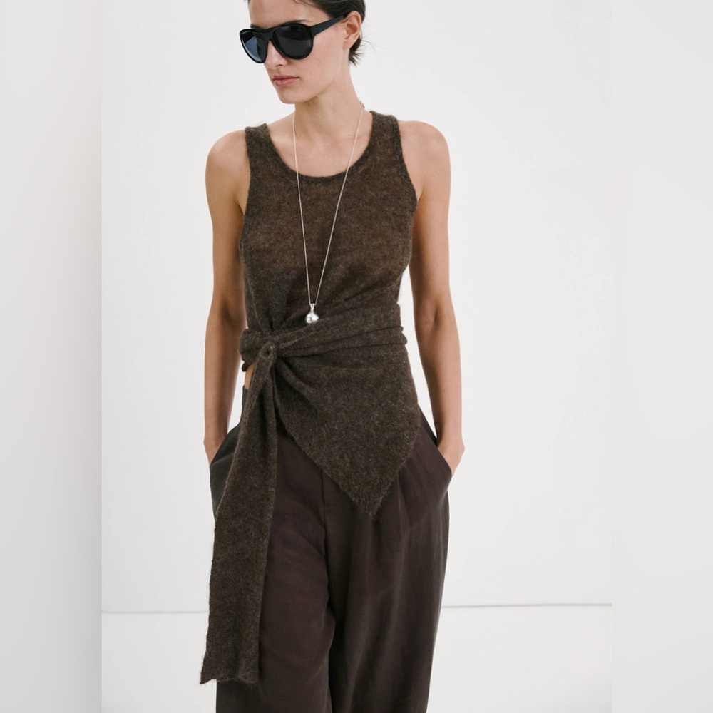 NWT MANGO Baggy Lyocell Pants in Chocolate - Picture 3 of 12